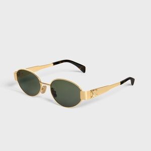 CELINE Authentic Triomphe Metal Sunglasses Gold Green